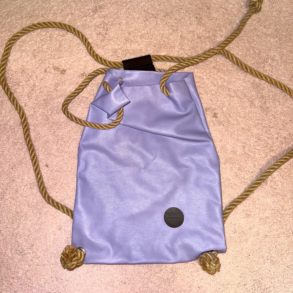 Leather Purple Drawstring Backpack - image 1